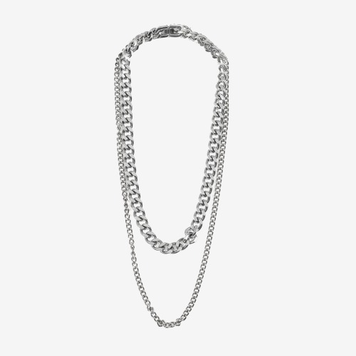DOUBLE NECKLACE CHAIN (SILVER)